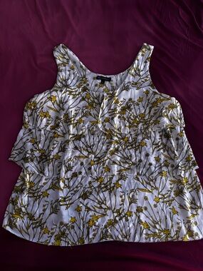Banana Republic White Tank Top with Yellow Floral Print